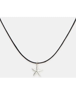 Accessorize Starfish Pendant Cord Necklace - Metallic