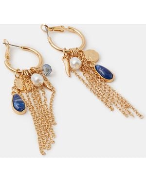 Accessorize Gem Charm Hoop Drop Earrings - Metallic