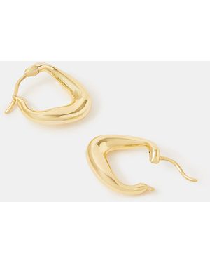 Accessorize 14Ct-Plated Chunky Oval Hoop Earrings - Metallic