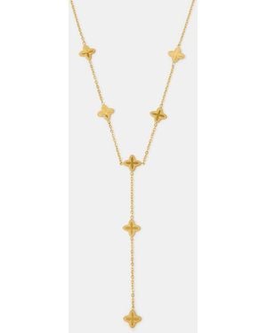 Accessorize Stainless Steel Clover Lariat Necklace - White