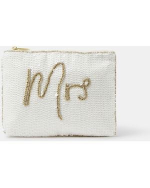 Accessorize Mrs Sequin Bridal Pouch - White