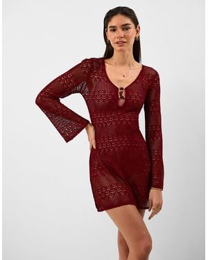 Accessorize Knitted Mini Beach Dress - Red