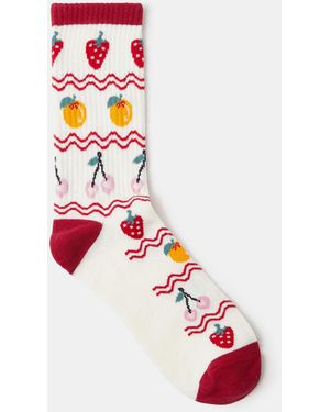 Accessorize Fruit Print Socks - White