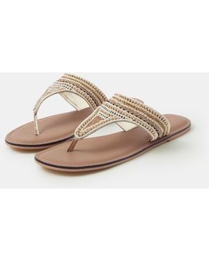 Accessorize Embellished Flip Flops - Metallic