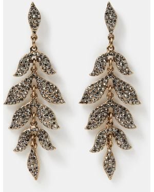Accessorize Pavé Leaf Drop Earrings - White