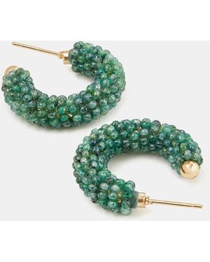 Accessorize Facet Bead Hoop Earrings - Green