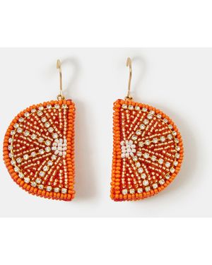 Accessorize Beaded Slice Drop Earrings - Orange
