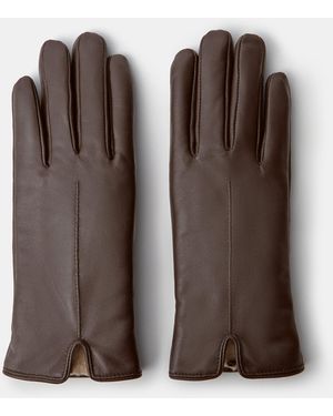 Accessorize Faux Fur Lined Leather Gloves - Brown