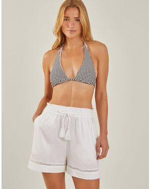 Accessorize Lightweight Embroidered Viscose High Waist Beach Shorts - Natural