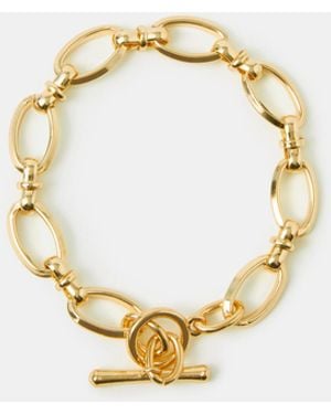 Accessorize 14Ct-Plated Knot Chain T-Bar Bracelet - Metallic