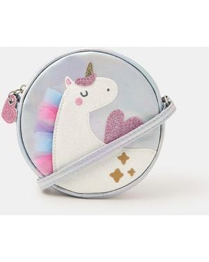 Accessorize Round Unicorn Crossbody Bag - Grey