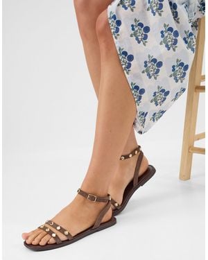 Accessorize Shell Embellished Suede Sandals - Blue