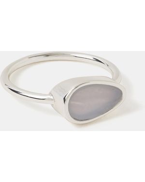 Accessorize Sterling-Plated Chalcedony Ring - Metallic