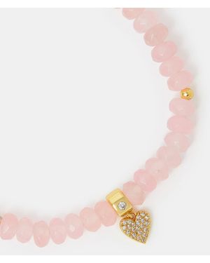 Accessorize 14Ct-Plated Healing Stone Bead Charm Bracelet - Pink
