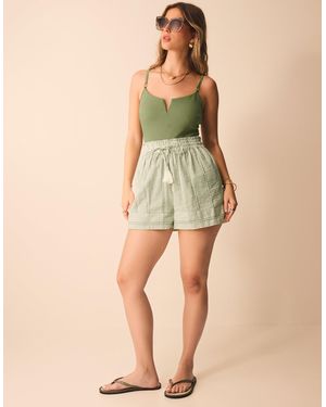 Accessorize Beach Cotton Striped Stripe Shorts - Blue