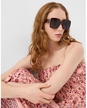 Accessorize Square Leopard Print Sunglasses - Pink