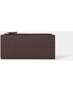 Accessorize Large Woven Zip Purse - Brown