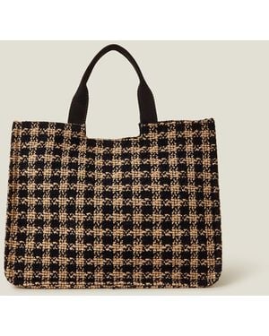 Accessorize Large Houndstooth Handbag - Brown