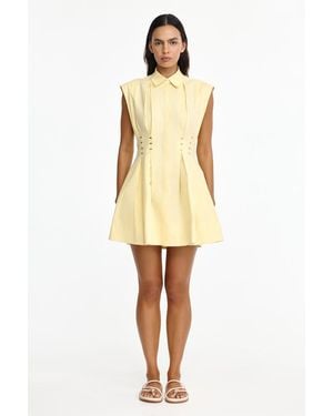 Acler Kimpton Mini Dress For Cotton - Natural