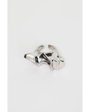 Acler Rhodium Plated Double Ring - Metallic