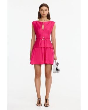 Acler Mini Dress, Lightweight Linen Blend - Pink