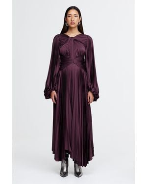 Acler Twisted Bodice Midi Dress, 100% Recycled Polyester - Purple