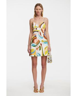 Acler Mini Dress, Hand-Beaded, Viscose Linen, Glass Beads Pvc Sequins - Multicolour