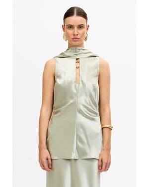 Acler Sleeveless Satin Top - White