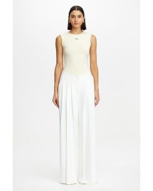 Acler Asselby Pant For High-Waisted, Wide Leg, Polyester - White