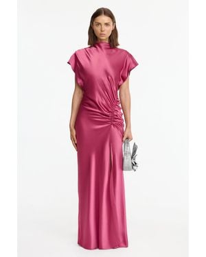 Acler Floor-Length Satin Maxi Dress - Pink