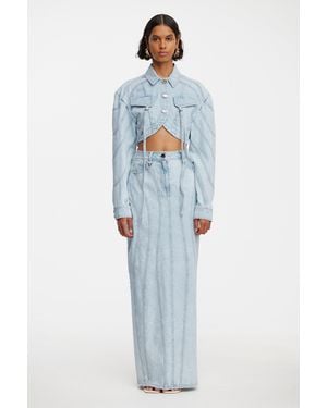 Acler Cropped Denim Jacket With Front Pocket Flaps And D-Ring Hardware - Blue