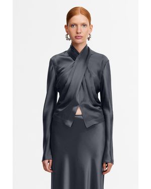 Acler Draped Crossover Long Sleeve Top For - Blue