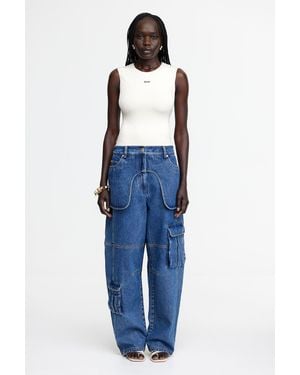 Acler Mountfield Jean For 100% Cotton, Exposed Hip Pockets, Centre-Front Zip Closure - Blue