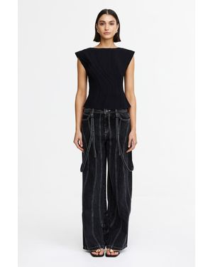 Acler Low-Rise Straight-Leg Jeans, 100% Cotton - Black