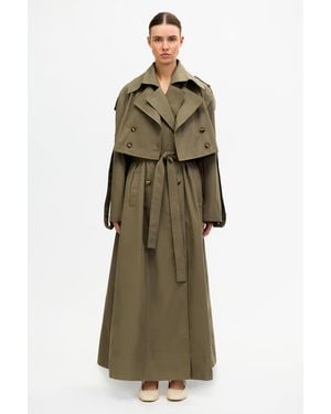 Acler Trench Coat Dress With Removable Crop Jacket - Green