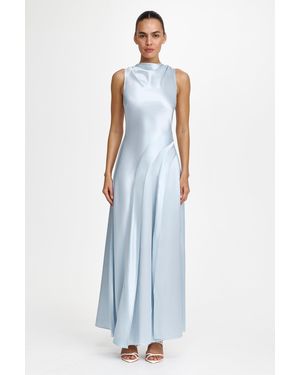 Acler Lecha Maxi Dress By Woven Satin, Sleeveless - Blue