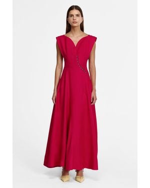 Acler Marney Maxi Dress For Colour, Linen Blend - Red