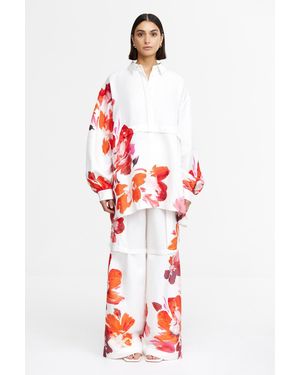 Acler Oversized Hand Painted Placement Print Shirt - Red