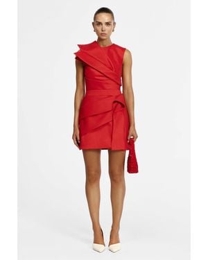Acler Kenley Mini Dress By Stretch Dupion Woven - Red