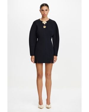 Acler Kadence Mini Dress For Textured Petal Appliqu, Polyester in Black |  Lyst