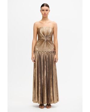 Acler Metallic Foil Maxi Dress - Natural