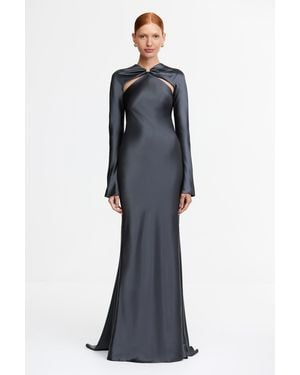 Acler Satin Long Sleeve Gown - Blue