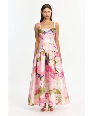 Acler Reeve Maxi Dress For Stretch Dupion, Lined Bodice - Pink