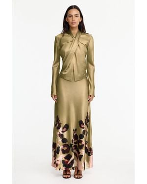Acler Brosa Maxi Satin Skirt For - Metallic