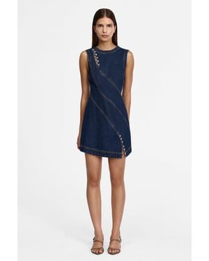 Acler Heath Mini Dress By 100% Cotton Denim - Blue