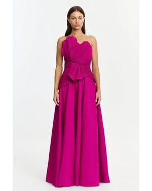 Acler Strapless Pleated Floral Gown For Colour, Size - Purple