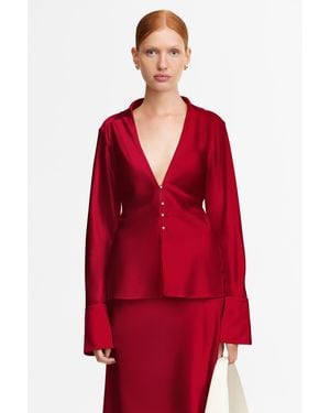Acler Satin Long-Sleeve Shirt - Red