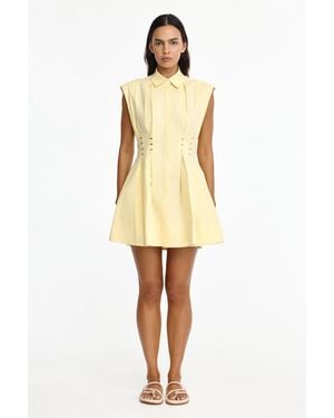 Acler Kimpton Mini Dress For Cotton - Natural