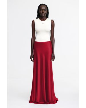 Acler Brosa Maxi Skirt For Satin, High-Waisted, Side Zip Closure - Red