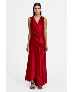Acler Sleeveless Satin Maxi Dress - Red